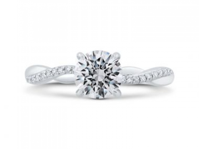 18KW Round Diamond Engagement Ring Twist Setting by Carizza
