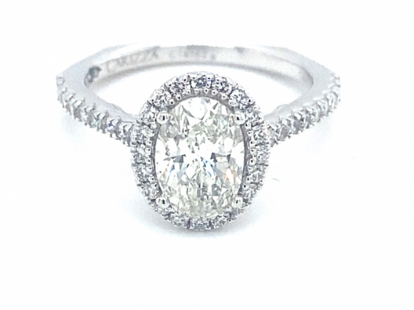 14KW Oval Halo H/SI2 Diamond Engagement Ring by Carizza