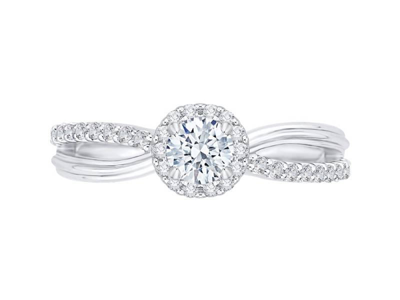 14KW H/I2 Cross-Over Diamond Engagement Ring by Carizza